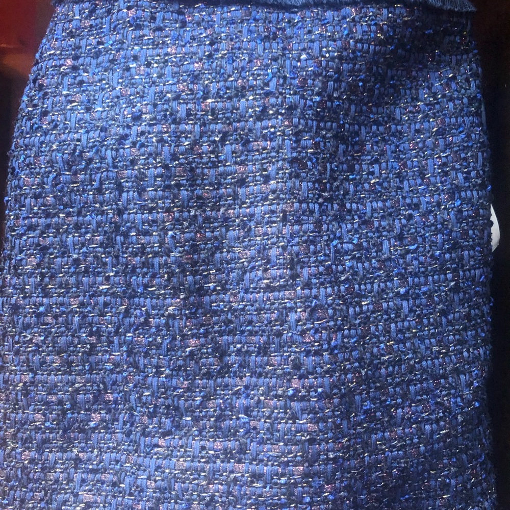 Ann Taylor Navy Tweed Mini Skirt with Metallic Thread - Picture 2 of 10
